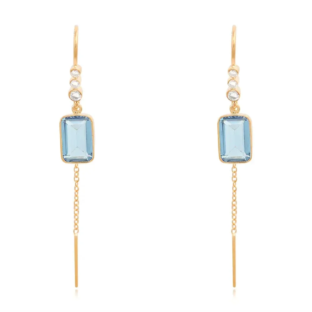 SILVER 92.5 BLUE TOPAZ SUI DHAGA EARRING