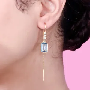 SILVER 92.5 BLUE TOPAZ SUI DHAGA EARRING