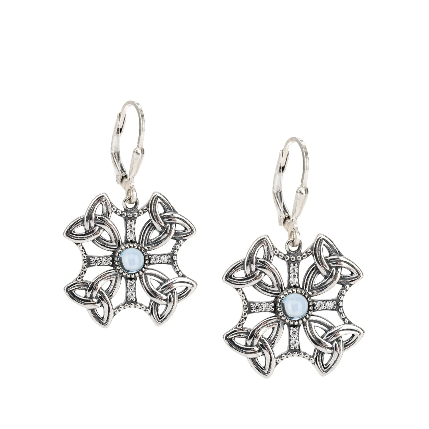 Silver Aphrodite Leverback Earrings - Sky Blue Topaz