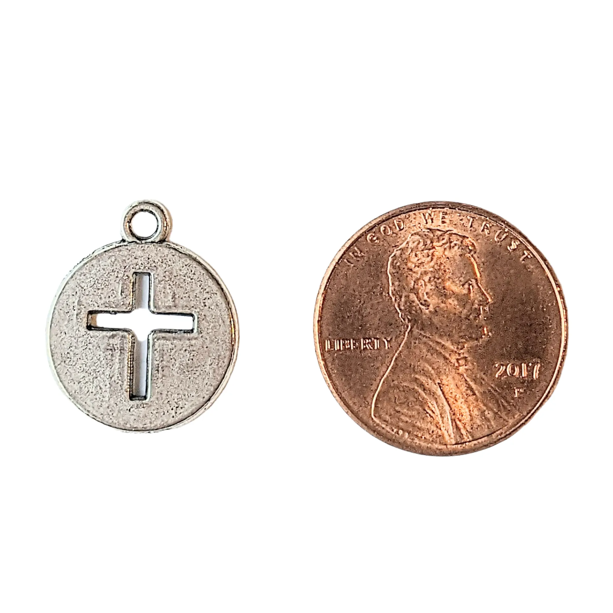 Silver Circle Cross Charm