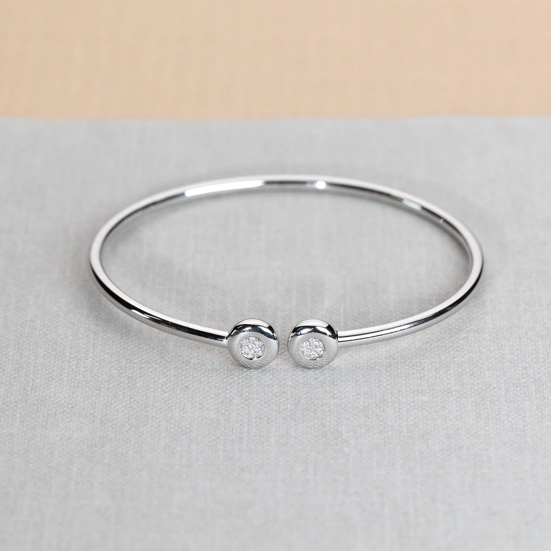 Silver Pavé Discs Flexi Cuff Bangle