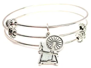 Spinning Wheel Triple Style Expandable Bangle Bracelet