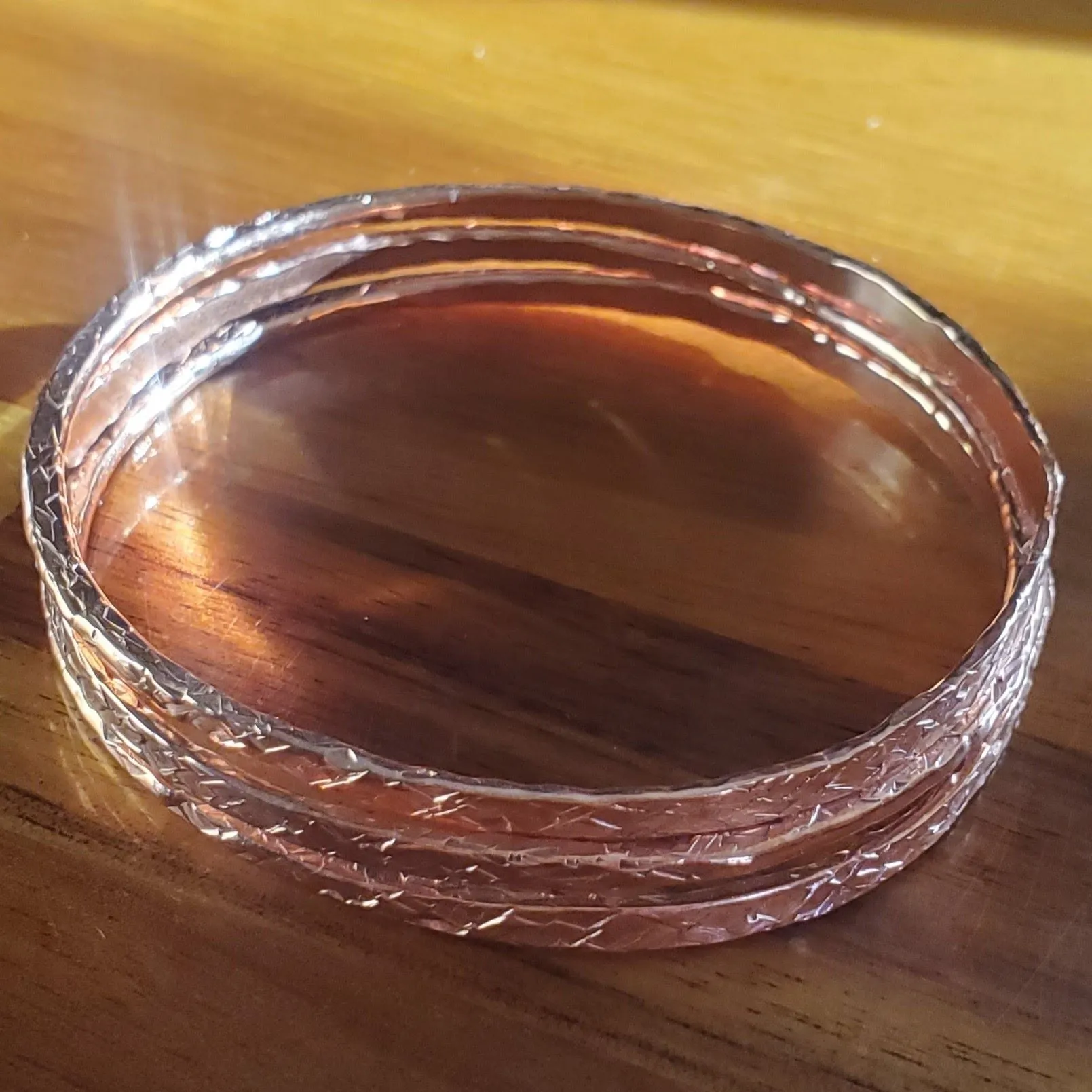 Stackable Hammered Double Canted Angle Bangles