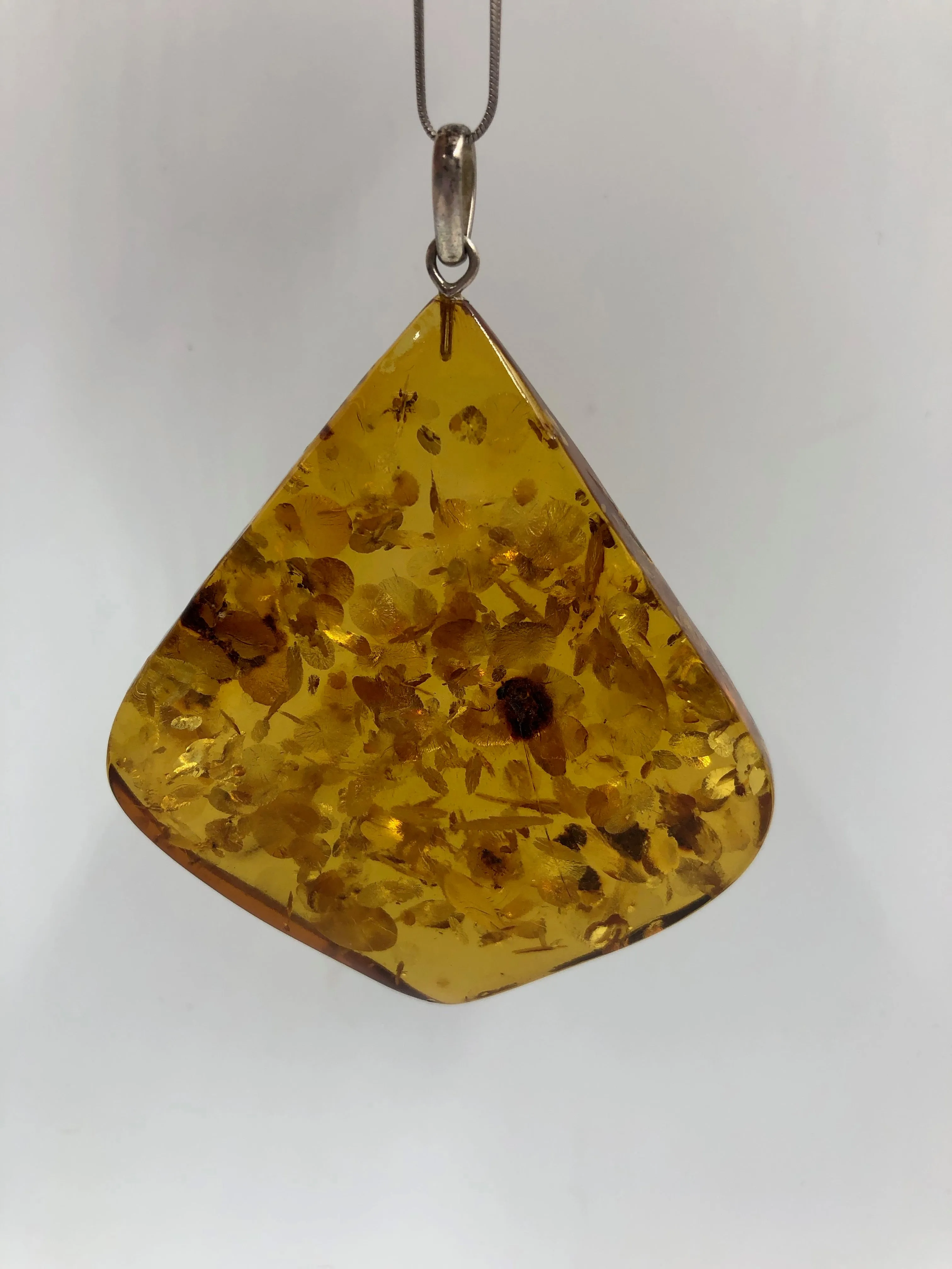 Sterling Silver Amber Stone Necklace