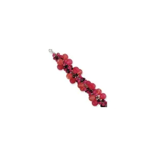 Sterling Silver Cherry Strawberry Quartz Garnet Rhodonite Bracelet