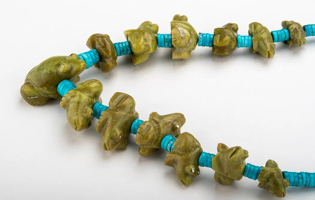 Tansanian Green Opal Frog Necklace