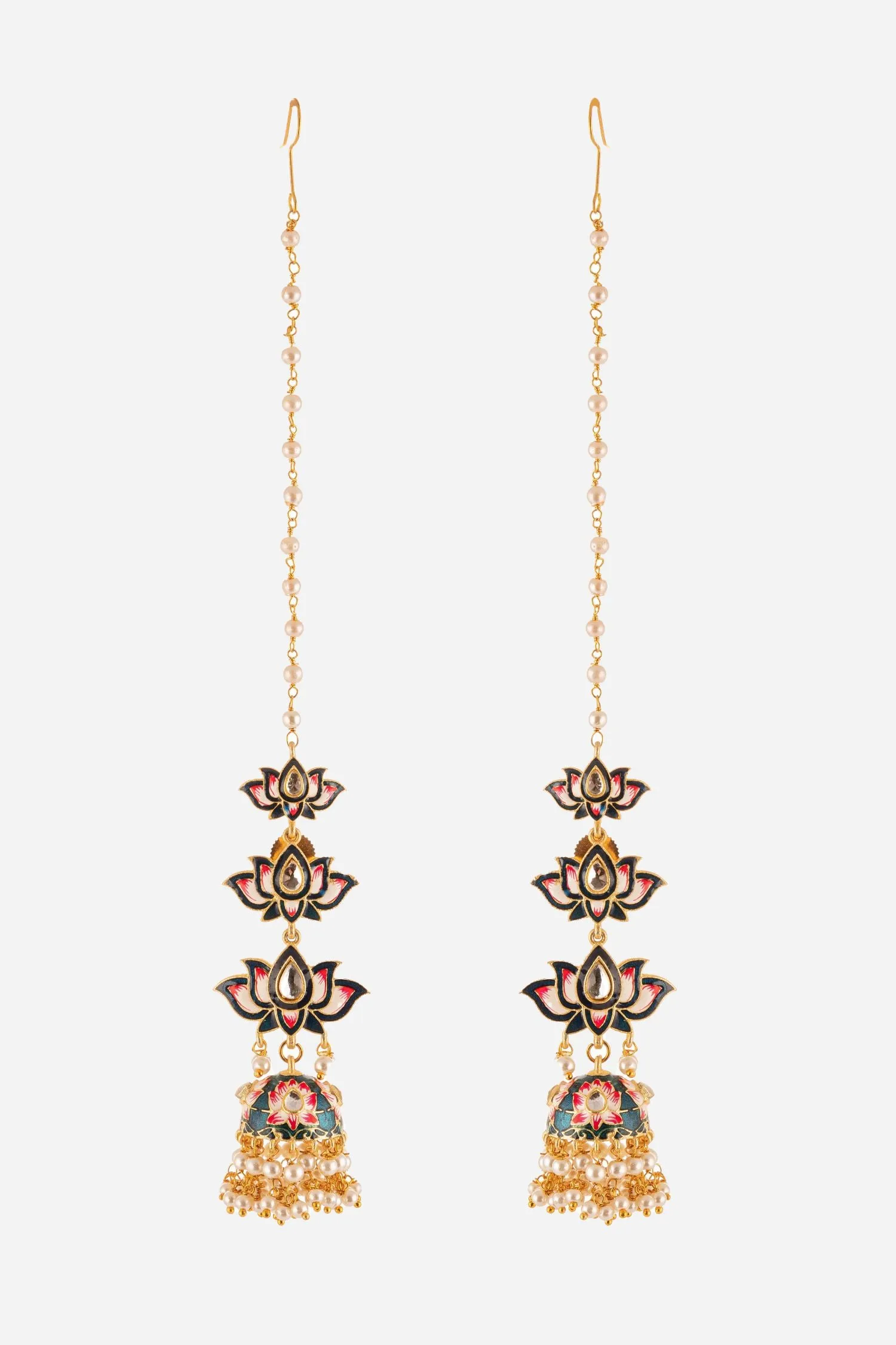 Three Layered Lotus Chandelier Earrings