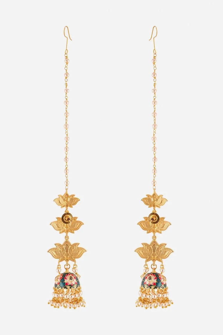 Three Layered Lotus Chandelier Earrings