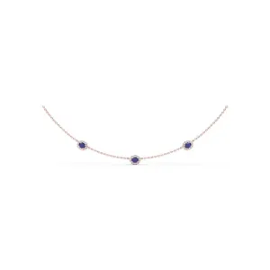 Three Stone Sapphire and Diamond Necklace