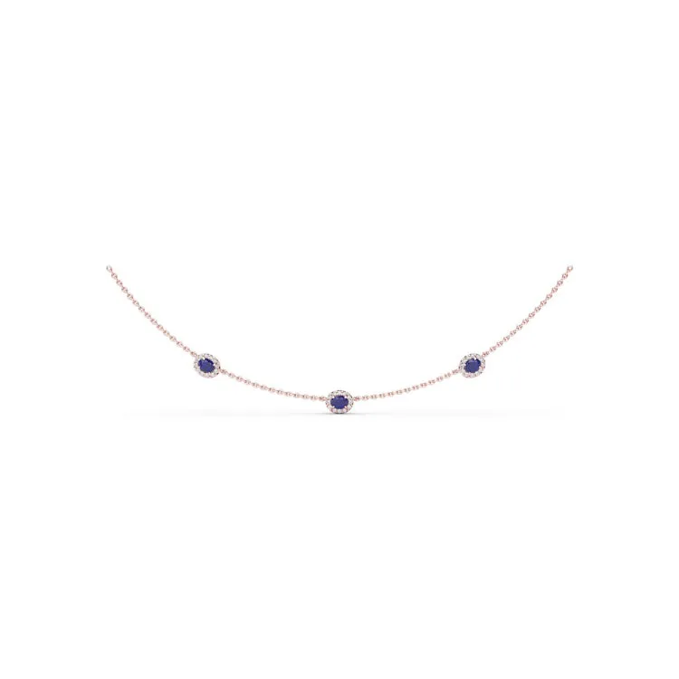 Three Stone Sapphire and Diamond Necklace