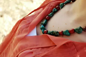 Turquoise and Sherpa Coral Tibetan Necklace