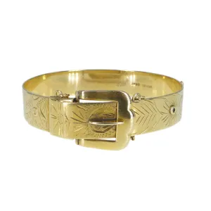 Vintage Solid 9ct Gold Excalibur Buckle Bangle