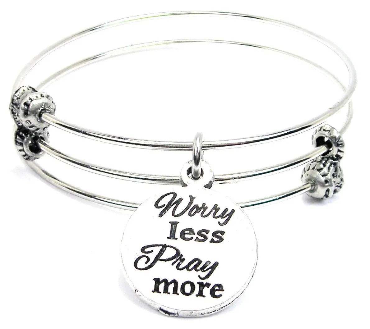 Worry Less Pray More Triple Style Expandable Bangle Bracelet