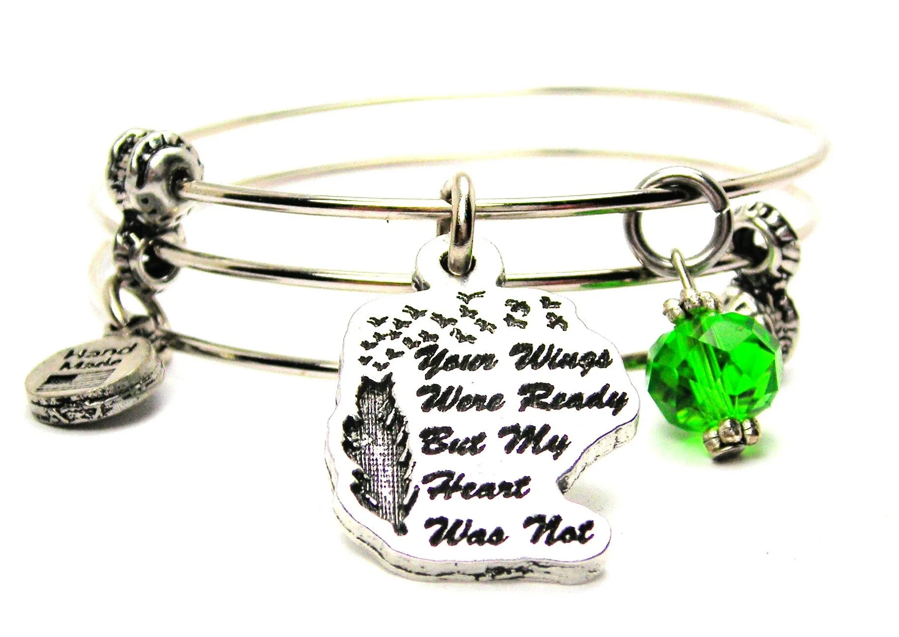 Your Wings Were Ready But My Heart Was Not Triple Style Expandable Bangle Bracelet