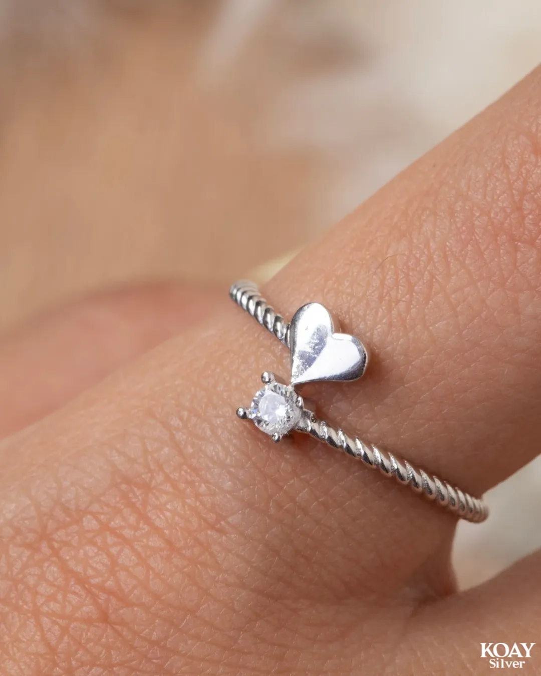 Zircon Braided Heart Ring